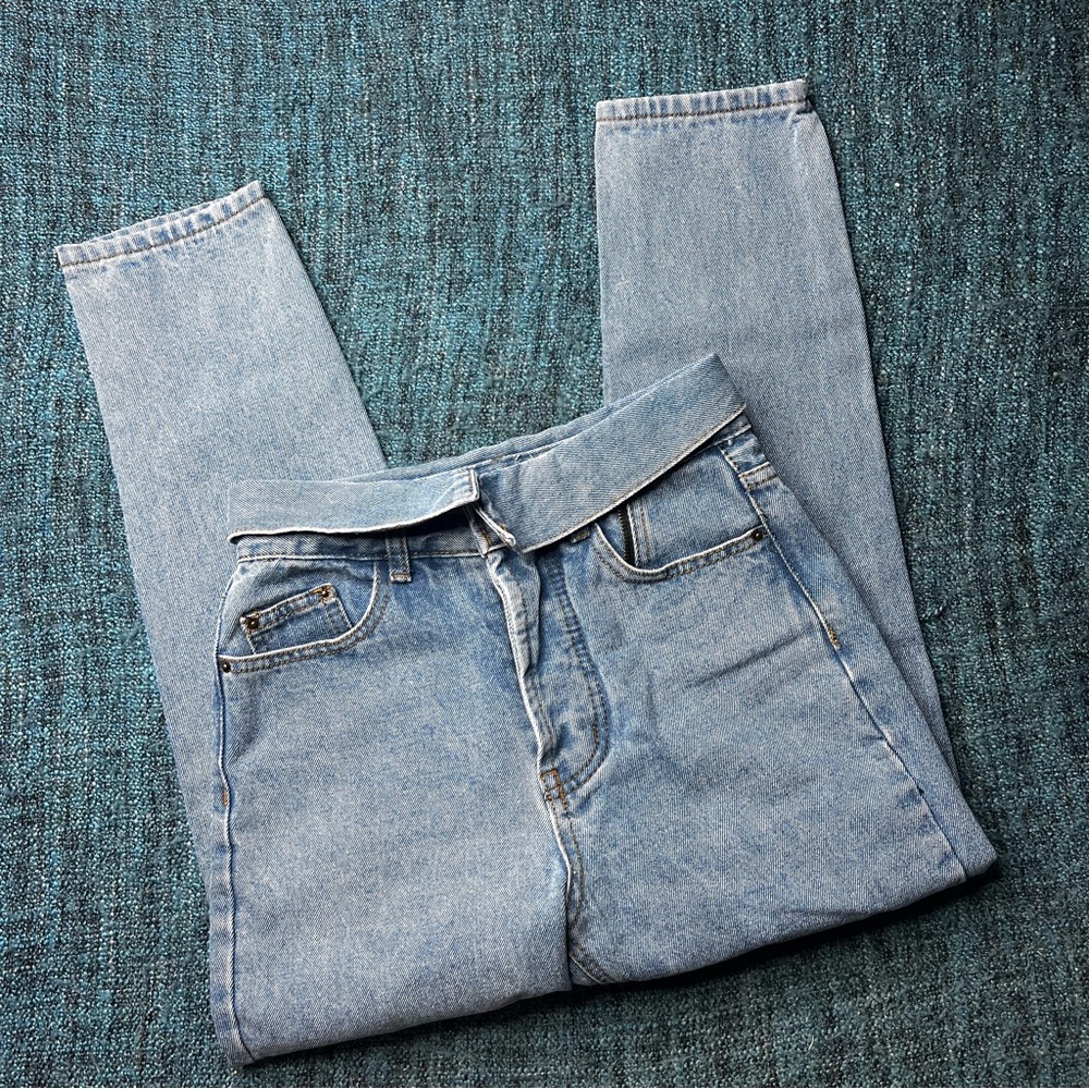 Lioness The Finley High Rise Foldover Waist Button Fly Jeans Women's Size XS 2